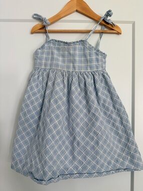 Ralph Lauren Light Blue Plaid Tie-Shoulder Sundress